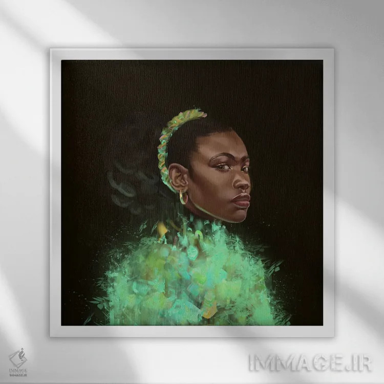 تابلو خلأ سبز اثر آدکونله آدلاکه - نمای قابدار سفید