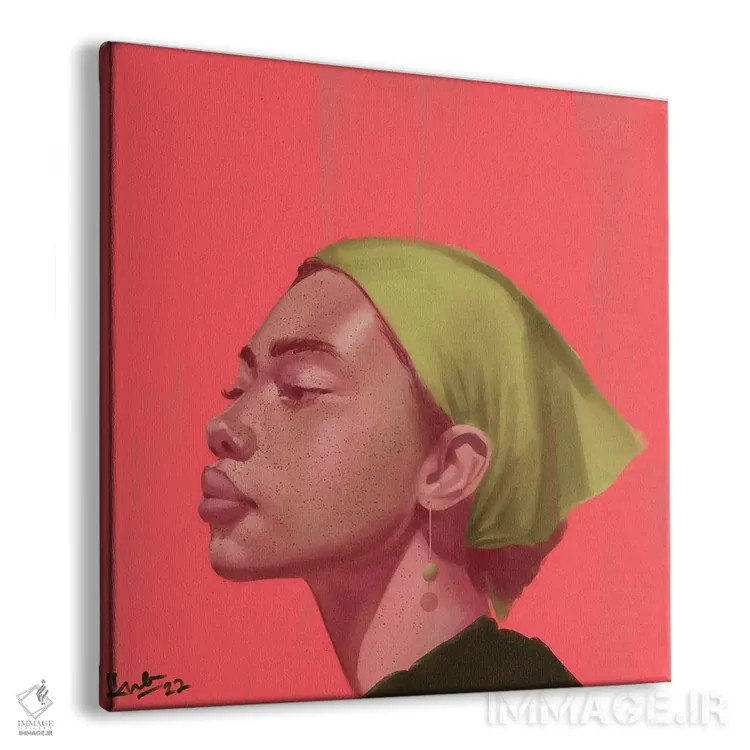 تابلو تکرنگ صورتی اثر آدکونله آدلاکه - نمای پرسپکتیو محصول