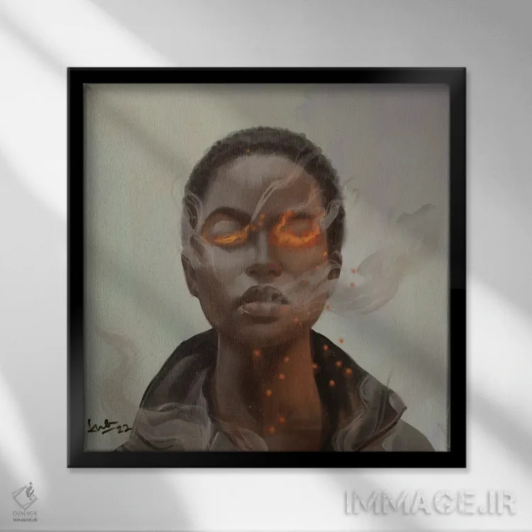 تابلو آتشفشان اثر آدکونله آدلاکه - نمای قابدار مشکی