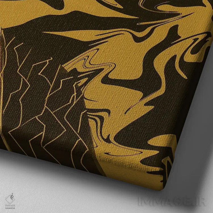 تابلو سیاه و طلایی اثر آدکونله آدلاکه - نمای نزدیک بافت بوم