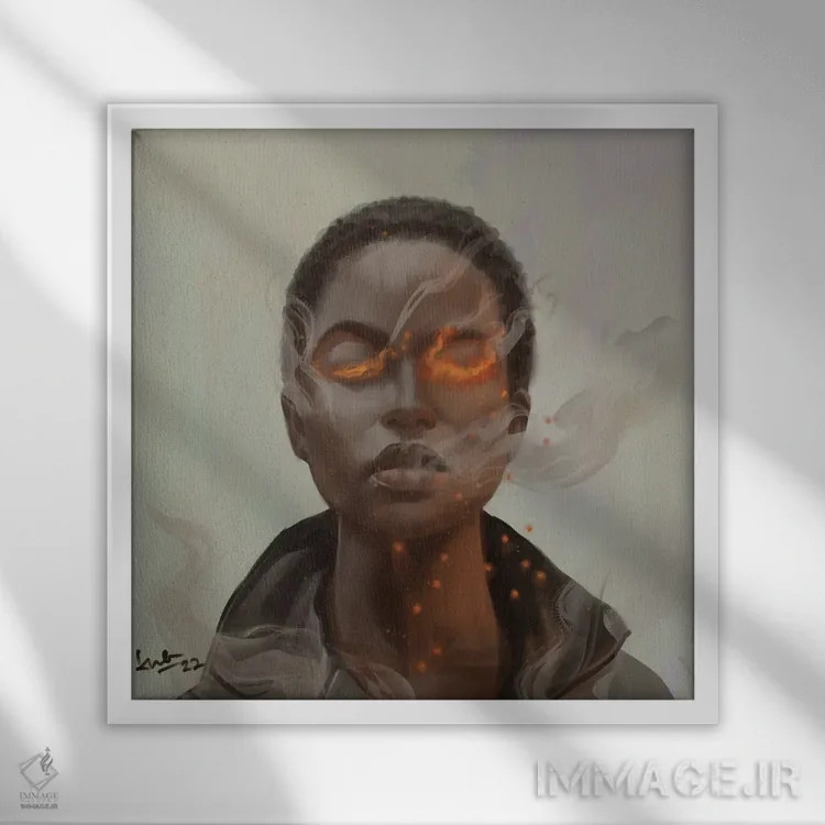 تابلو آتشفشان اثر آدکونله آدلاکه - نمای قابدار سفید