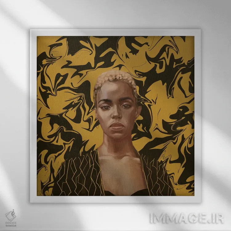 تابلو سیاه و طلایی اثر آدکونله آدلاکه - نمای قابدار سفید