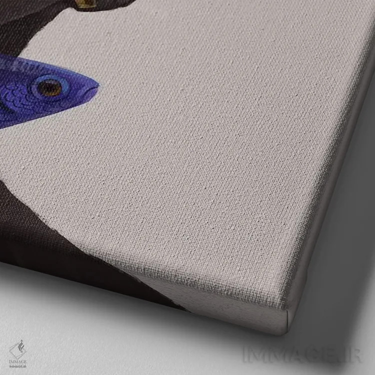 تابلو ماهی آبی اثر آدکونله آدلاکه - نمای نزدیک بافت بوم