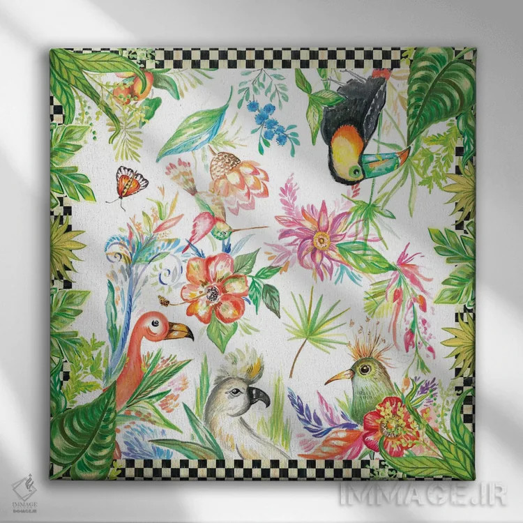 تابلو پرندگان مناطق گرمسیری اثر آنی دل سول - نمای روبهرو روی دیوار