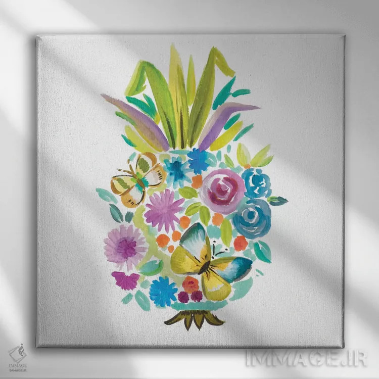 تابلو آناناس زنده و پُررنگ اثر آنی دل سول - نمای روبهرو روی دیوار