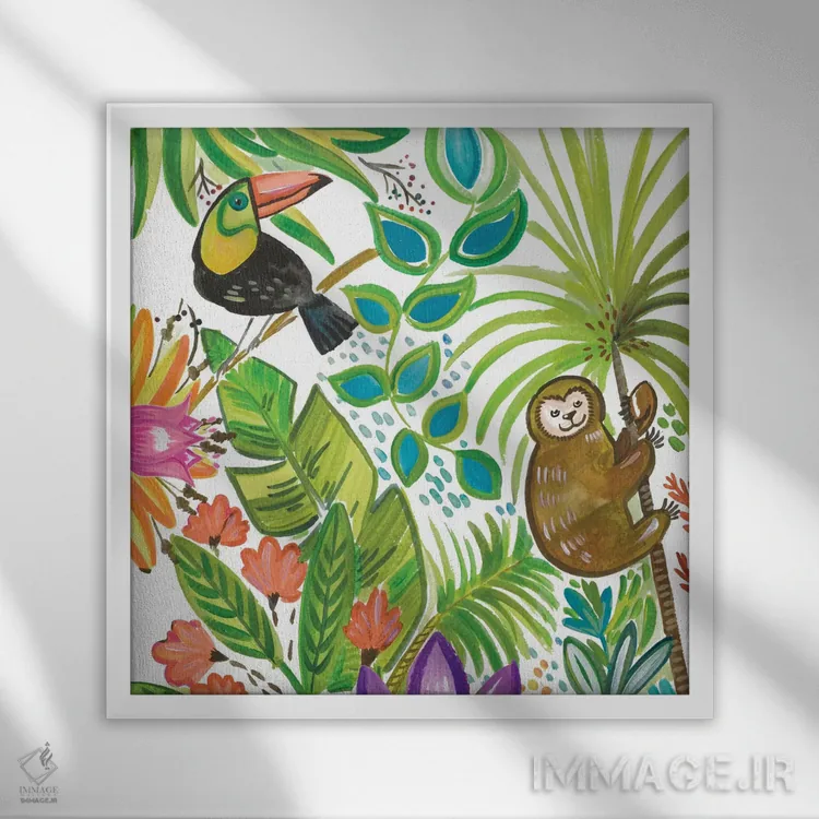 تابلو حیاتوحش گرمسیری ۲ اثر آنی دل سول - نمای قابدار سفید