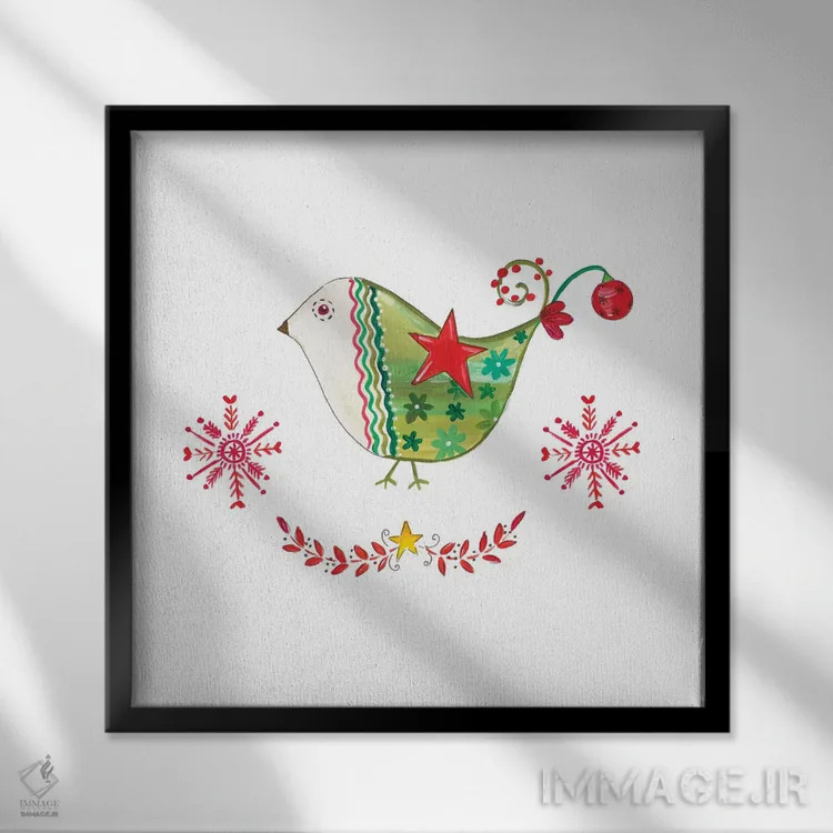 تابلو کبوتر کریسمس ۱ اثر آنی دل سول - نمای قابدار مشکی