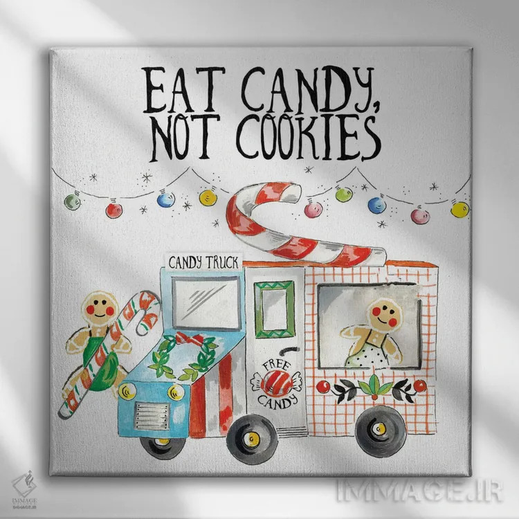 تابلو آبنبات بخور، نه کلوچه اثر آنی دل سول - نمای روبهرو روی دیوار