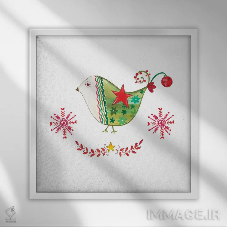 تابلو کبوتر کریسمس ۱ اثر آنی دل سول - نمای قابدار سفید