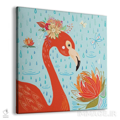 تابلو فلامینگو زیر باران اثر آنی دل سول - نمای پرسپکتیو محصول