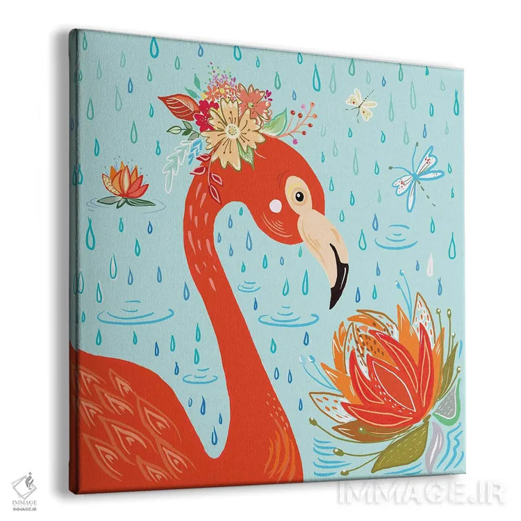 تابلو فلامینگو زیر باران اثر آنی دل سول - نمای پرسپکتیو محصول