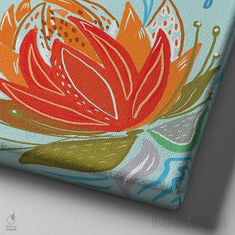 تابلو فلامینگو زیر باران اثر آنی دل سول - نمای نزدیک بافت بوم