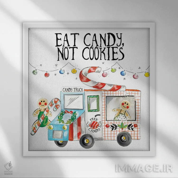 تابلو آبنبات بخور، نه کلوچه اثر آنی دل سول - نمای قابدار سفید