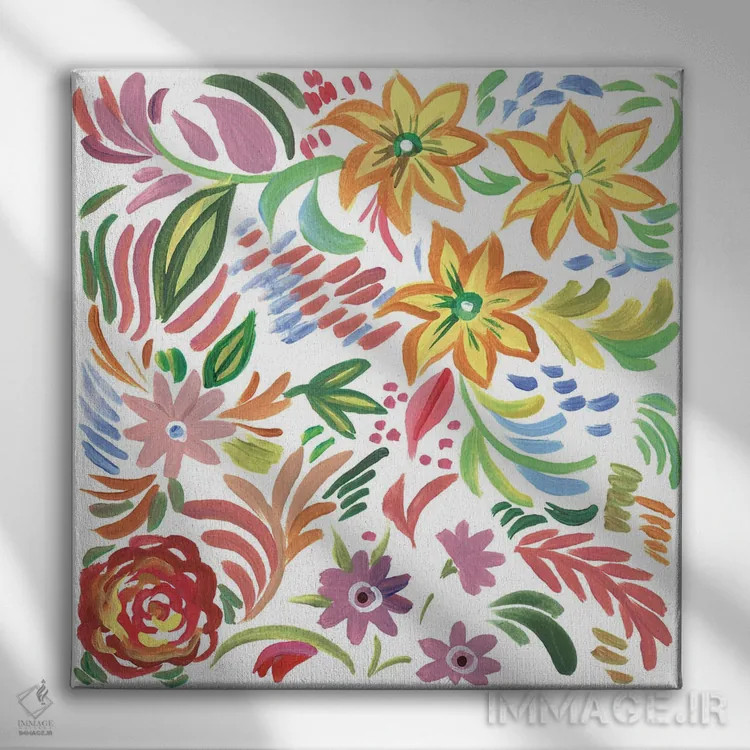 تابلو مربع گلها ۱ اثر آنی دل سول - نمای روبهرو روی دیوار