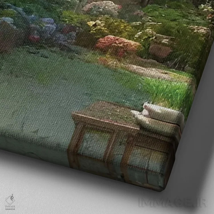 تابلو حیاط روستایی اثر آلساندرو دلا توره - نمای نزدیک بافت بوم