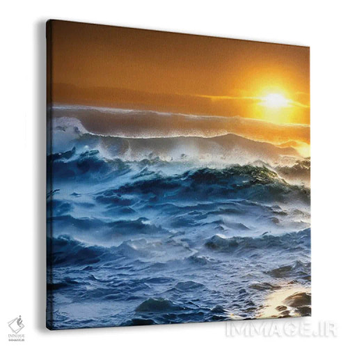 تابلو اقیانوس طوفانی زیر غروب آفتاب اثر آلساندرو دلا توره - نمای پرسپکتیو محصول