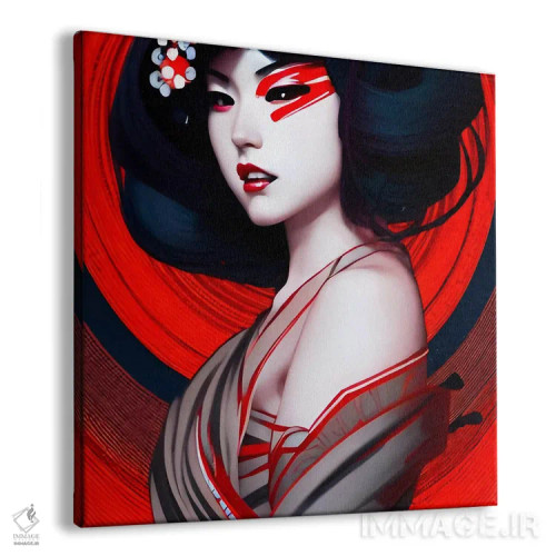 تابلو گیشا در سبک سایبرپانک ۳ اثر آلساندرو دلا توره - نمای پرسپکتیو محصول