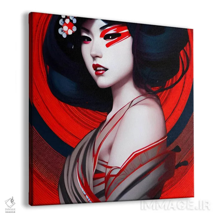 تابلو گیشا در سبک سایبرپانک ۳ اثر آلساندرو دلا توره - نمای پرسپکتیو محصول