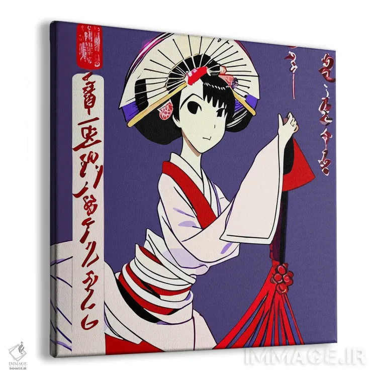 تابلو گیشای معصوم در لباس سفید اثر آلساندرو دلا توره - نمای پرسپکتیو محصول