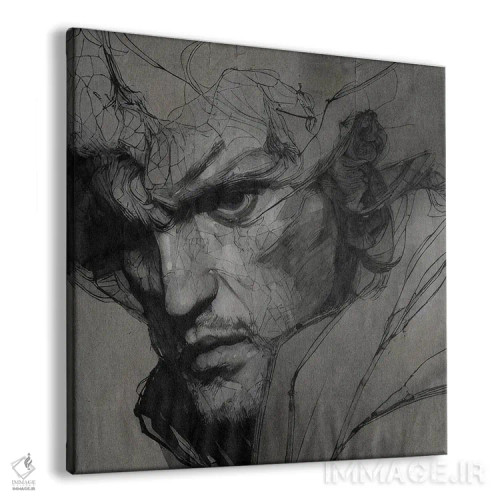 تابلو طراحی با مداد از چهره یک مرد اثر آلساندرو دلا توره - نمای پرسپکتیو محصول