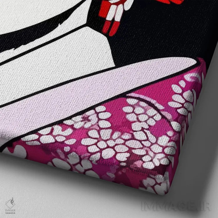 تابلو پرترهٔ کمیک گیشا اثر آلساندرو دلا توره - نمای نزدیک بافت بوم