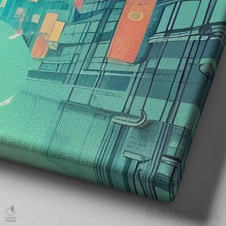 تابلو گیشا در شهر سایبرپانک اثر آلساندرو دلا توره - نمای نزدیک بافت بوم