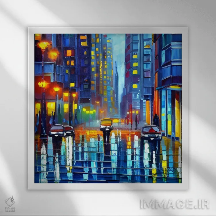 تابلو ترافیک شهری در یک شهر آیندهنگر اثر آلساندرو دلا توره - نمای قابدار سفید
