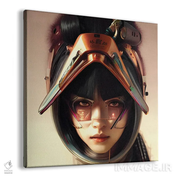 تابلو زن آسیایی با کلاه ایمن روباتیک اثر آلساندرو دلا توره - نمای پرسپکتیو محصول