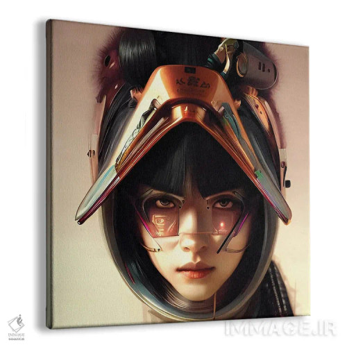 تابلو زن آسیایی با کلاه ایمن روباتیک اثر آلساندرو دلا توره - نمای پرسپکتیو محصول
