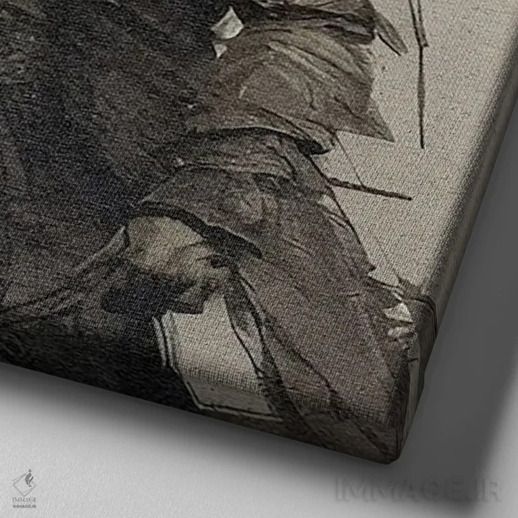 تابلو طرح قهرمان باستانی اثر آلساندرو دلا توره - نمای نزدیک بافت بوم