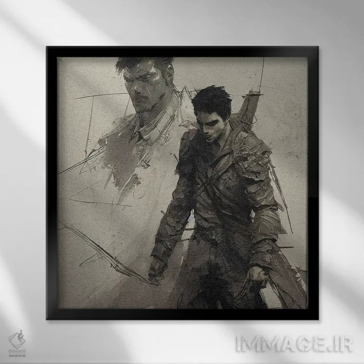 تابلو طرح قهرمان باستانی اثر آلساندرو دلا توره - نمای قابدار مشکی