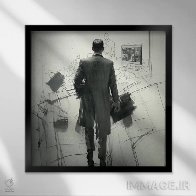 تابلو تاجر در دفترکار اثر آلساندرو دلا توره - نمای قابدار مشکی