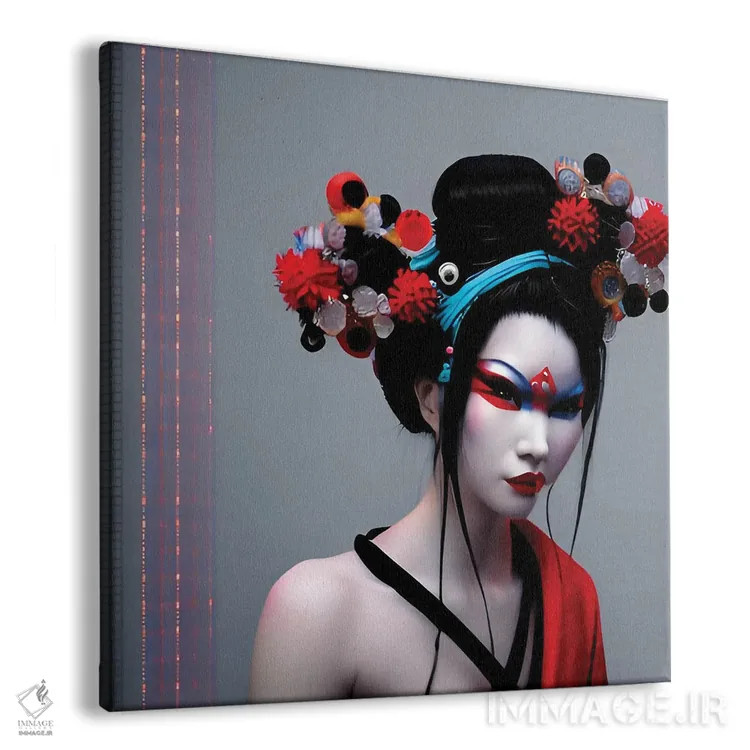تابلو گیشا در سبک سایبرپانک ۲ اثر آلساندرو دلا توره - نمای پرسپکتیو محصول