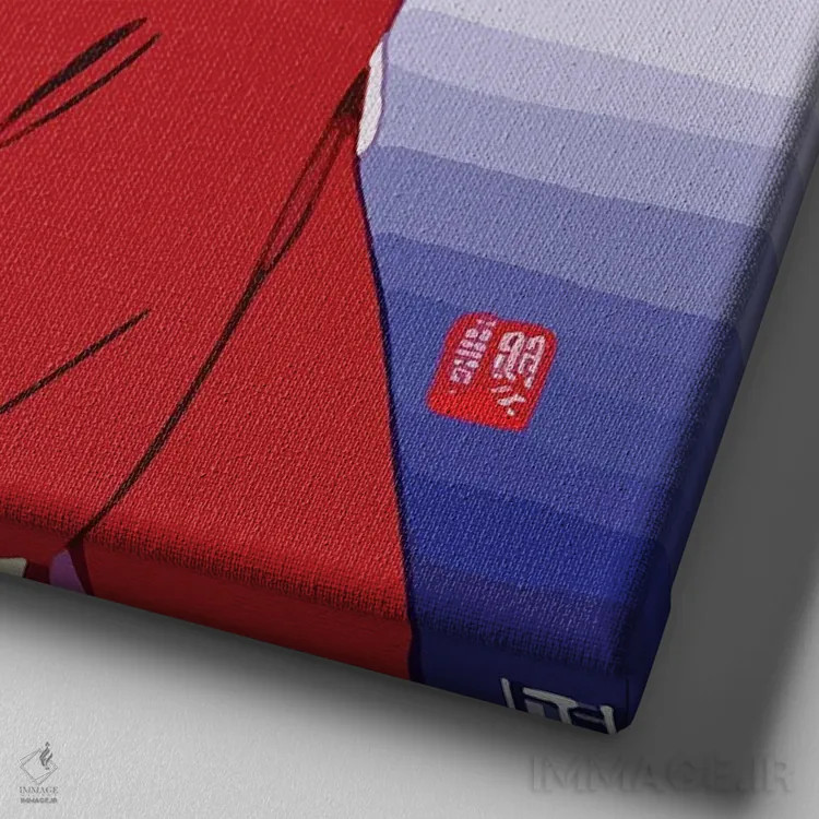 تابلو کمیک گیشا با چتر اثر آلساندرو دلا توره - نمای نزدیک بافت بوم