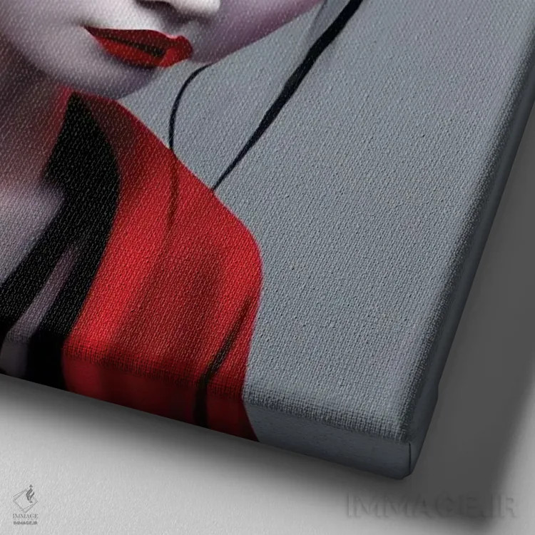 تابلو گیشا در سبک سایبرپانک ۲ اثر آلساندرو دلا توره - نمای نزدیک بافت بوم