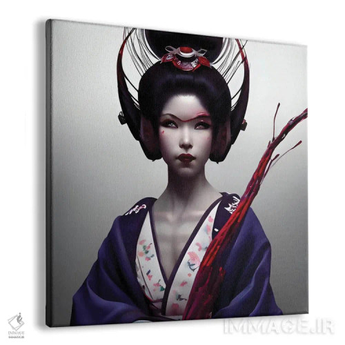 تابلو گیشا در سبک سایبرپانک اثر آلساندرو دلا توره - نمای پرسپکتیو محصول