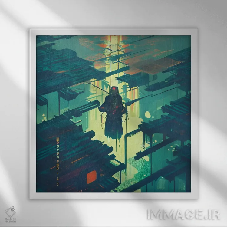 تابلو روح سایبرپانکی اثر آلساندرو دلا توره - نمای قابدار سفید