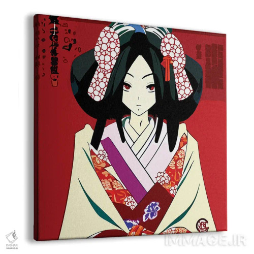 تابلو گیشا در انیمه با لباس سنتی اثر آلساندرو دلا توره - نمای پرسپکتیو محصول