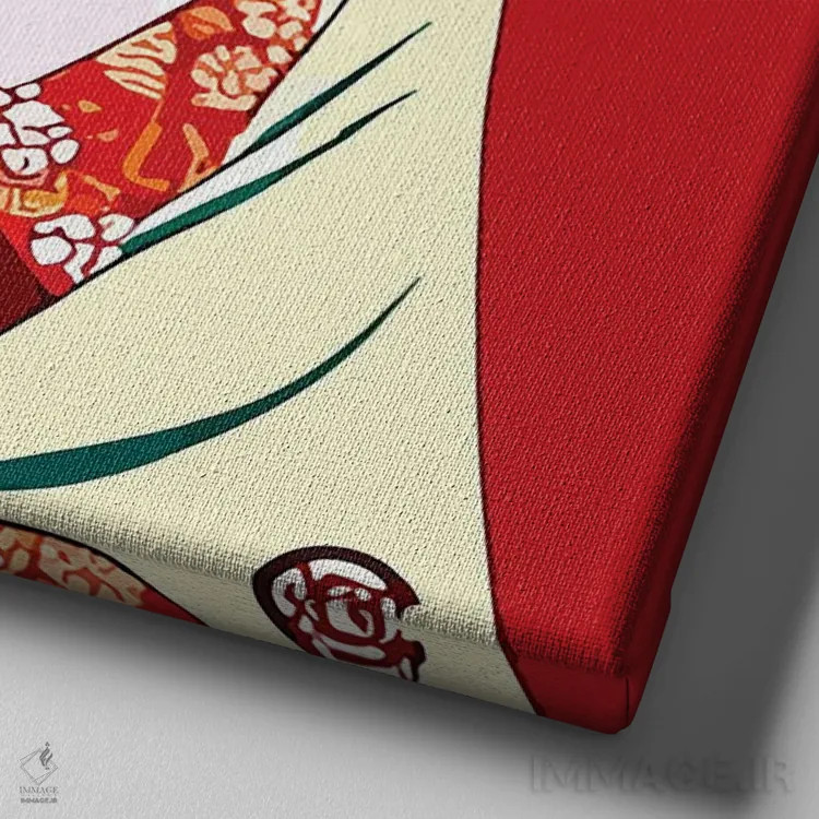 تابلو گیشا در انیمه با لباس سنتی اثر آلساندرو دلا توره - نمای نزدیک بافت بوم