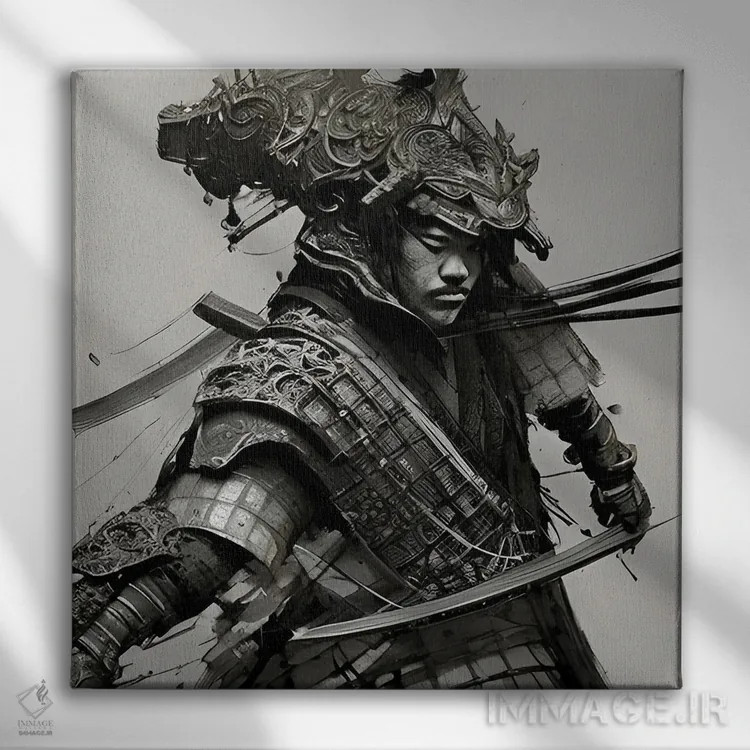 تابلو جنگجو ژاپنی اثر آلساندرو دلا توره - نمای روبهرو روی دیوار