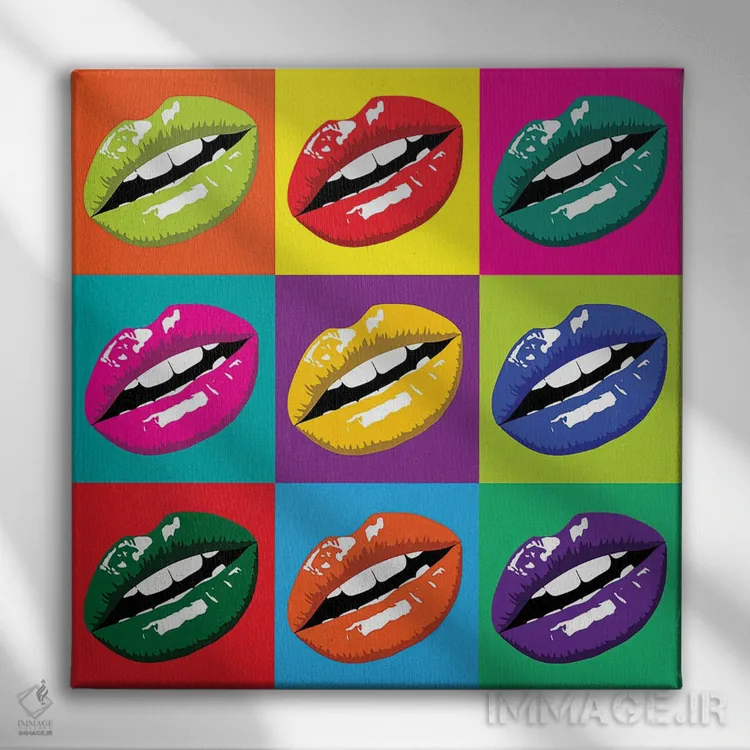 تابلو لبها به سبک پاپ آرت اثر آلساندرو دلا توره - نمای روبهرو روی دیوار