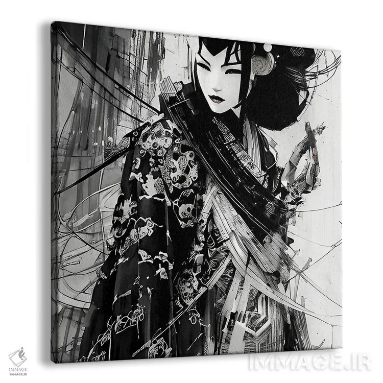تابلو طرحی از یک گیشا ژاپنی اثر آلساندرو دلا توره - نمای پرسپکتیو محصول