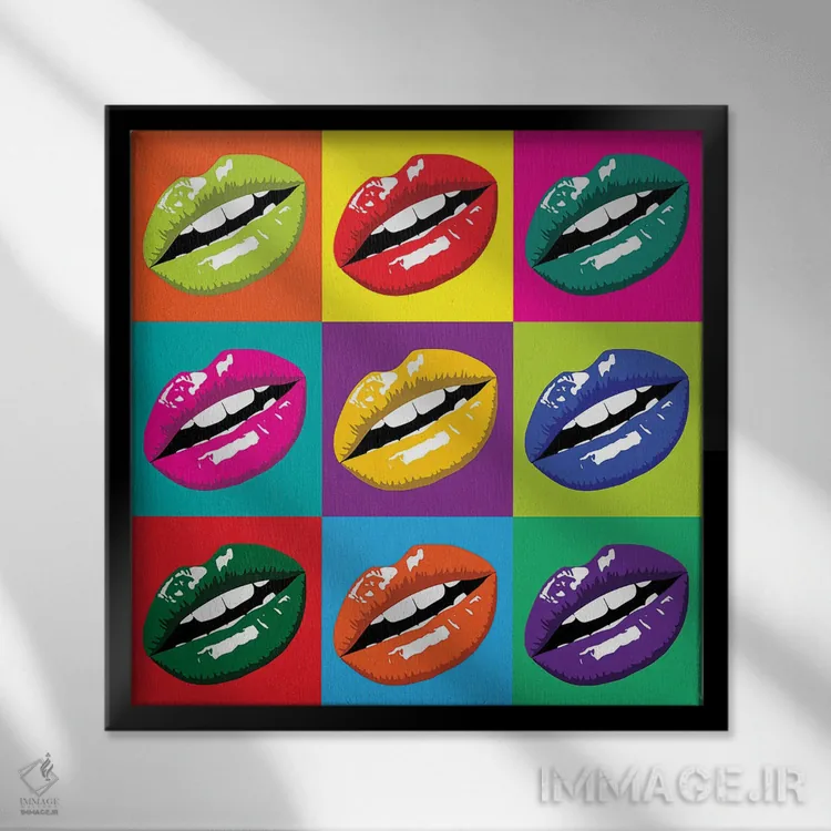 تابلو لبها به سبک پاپ آرت اثر آلساندرو دلا توره - نمای قابدار مشکی