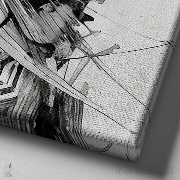 تابلو طرحی از یک گیشا ژاپنی اثر آلساندرو دلا توره - نمای نزدیک بافت بوم