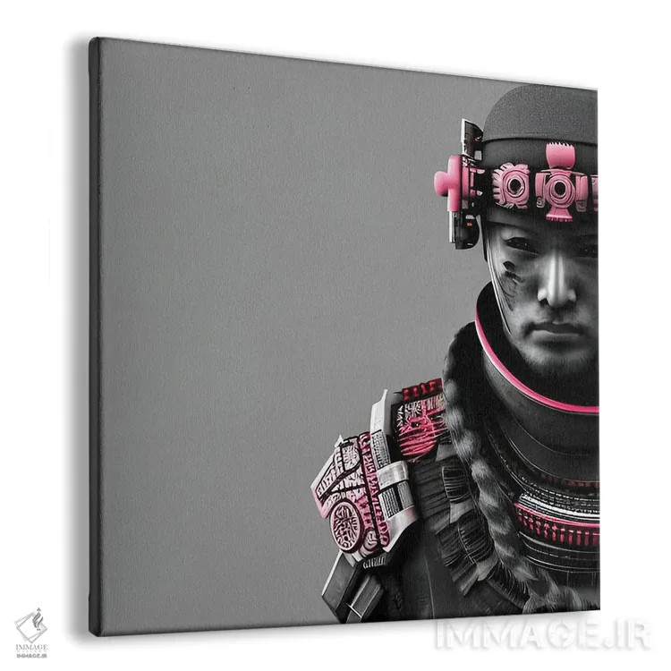 تابلو طرحی از یک سامورایی دوستدار رنگ صورتی اثر آلساندرو دلا توره - نمای پرسپکتیو محصول