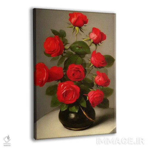 تابلو سکون گلهای قرمز هوش مصنوعی ۲ اثر آلساندرو دلا توره - نمای پرسپکتیو محصول