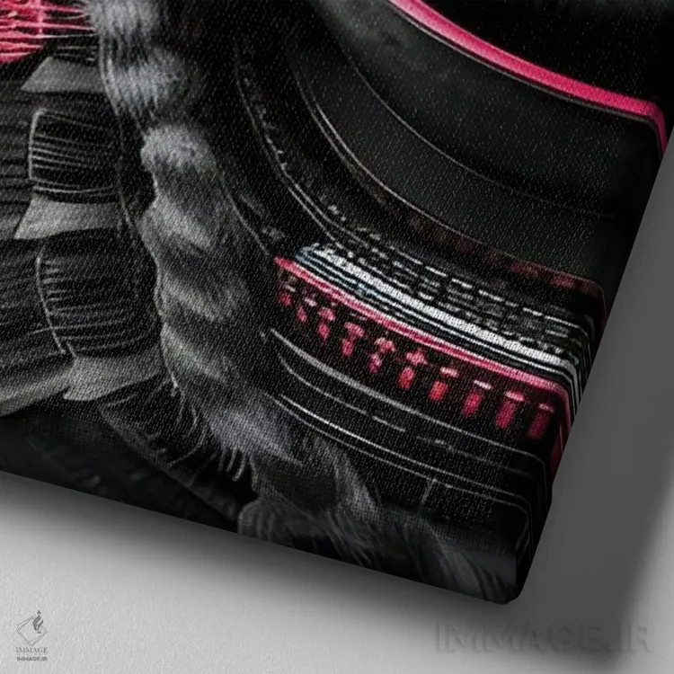 تابلو طرحی از یک سامورایی دوستدار رنگ صورتی اثر آلساندرو دلا توره - نمای نزدیک بافت بوم