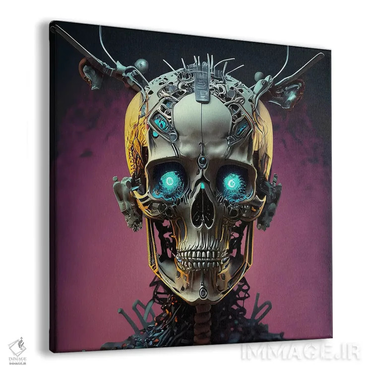 تابلو جمجمه سایبرپانک اثر آلساندرو دلا توره - نمای پرسپکتیو محصول