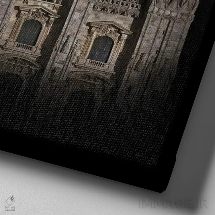 تابلو کلیسای دومو، میلان، ایتالیا (سبک گوتیک) اثر آلساندرو دلا توره - نمای نزدیک بافت بوم