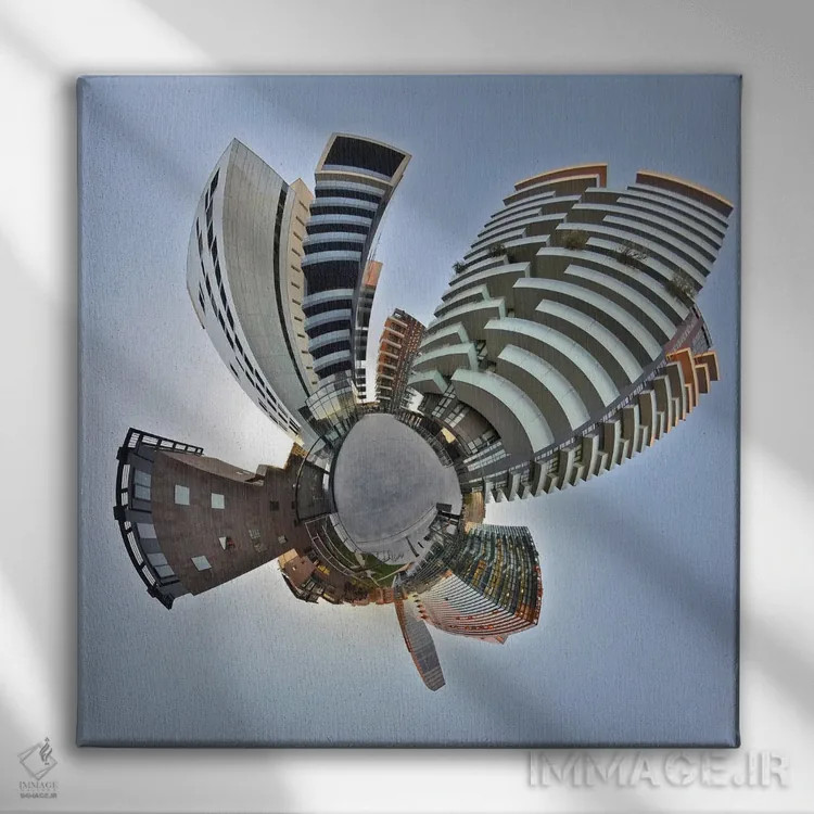 تابلو آسمانخراش مرکز شهر در چشمانداز شهری میلان، ایتالیا اثر آلساندرو دلا توره - نمای روبهرو روی دیوار